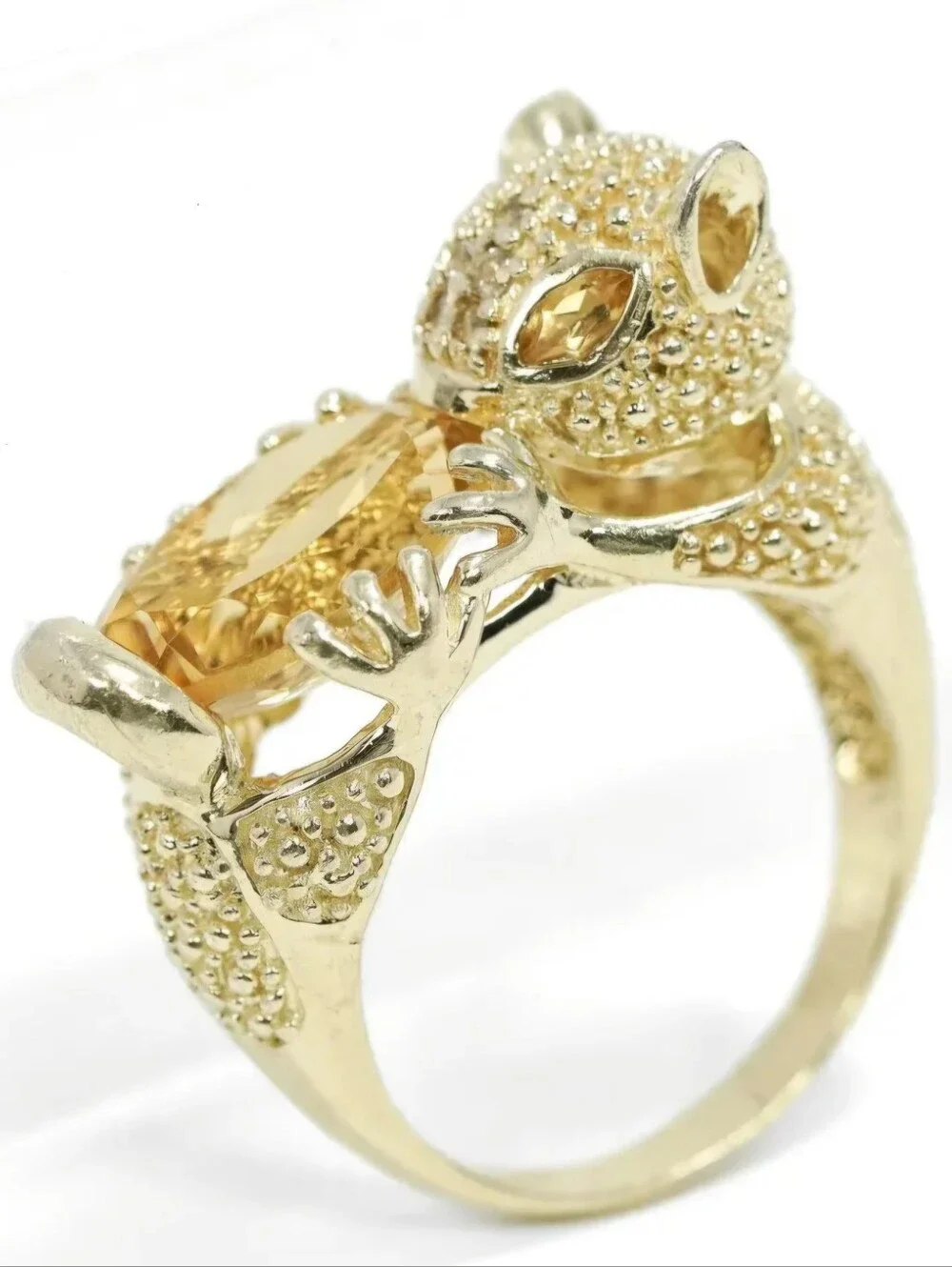 Amazing Rare Sterling Silver Gold Washed Squirrel Ring